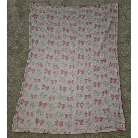 Baby Gear Pink Gray Bows Fleece Baby Blanket 30" x 40" - Picture 5 of 5